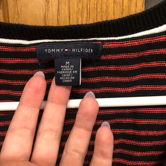 TommyHilfigerSweaterVestCoralBlackMediumChevron - Picture 3 of 4